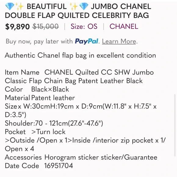 💎 JUMBO 💎 CHANEL DOUBLE FLAP QUILTED LUXURIOUS BAG - Picture 15 of 15